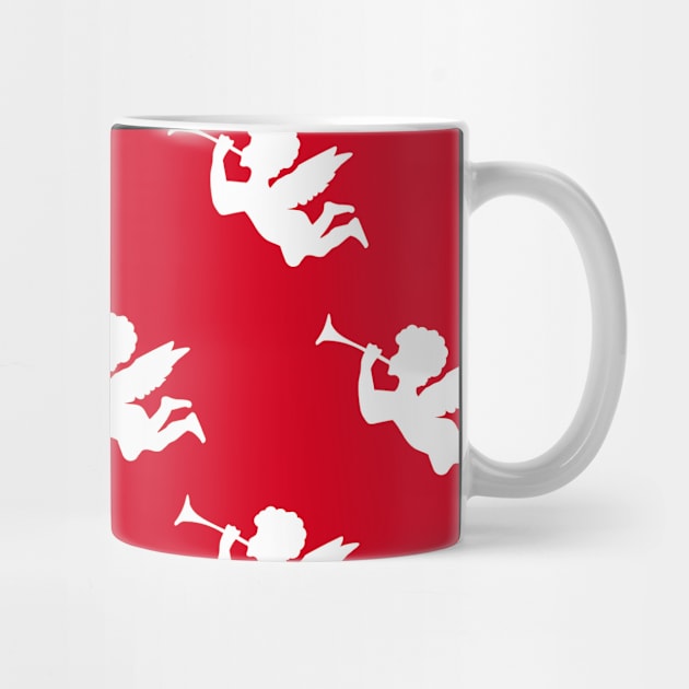 Cherub angels random red pattern by Baobabprintstore